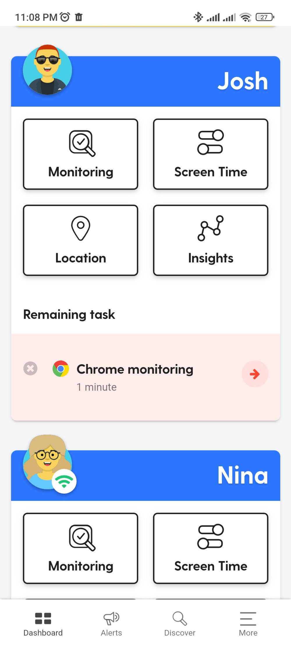 Panel de la aplicación Bark